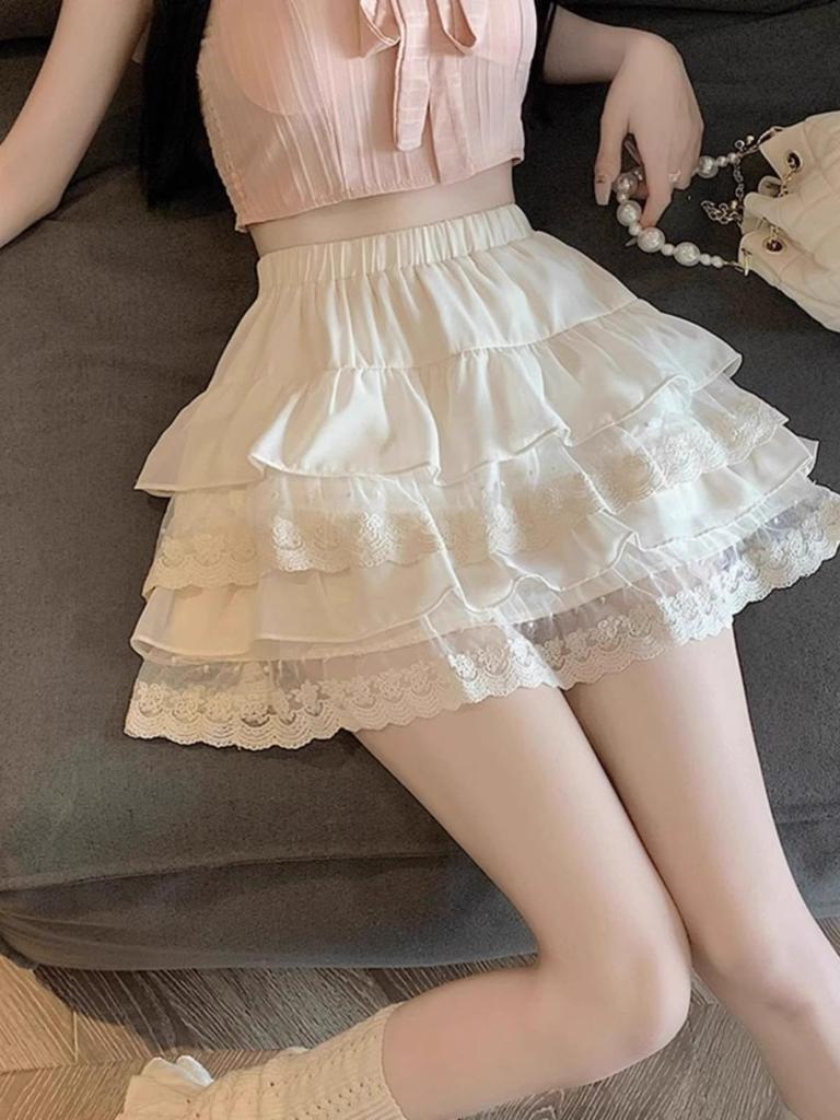 Ballet-Inspired White Princess Dress: Sweet High-Waist A-line Short Skirt for Summer