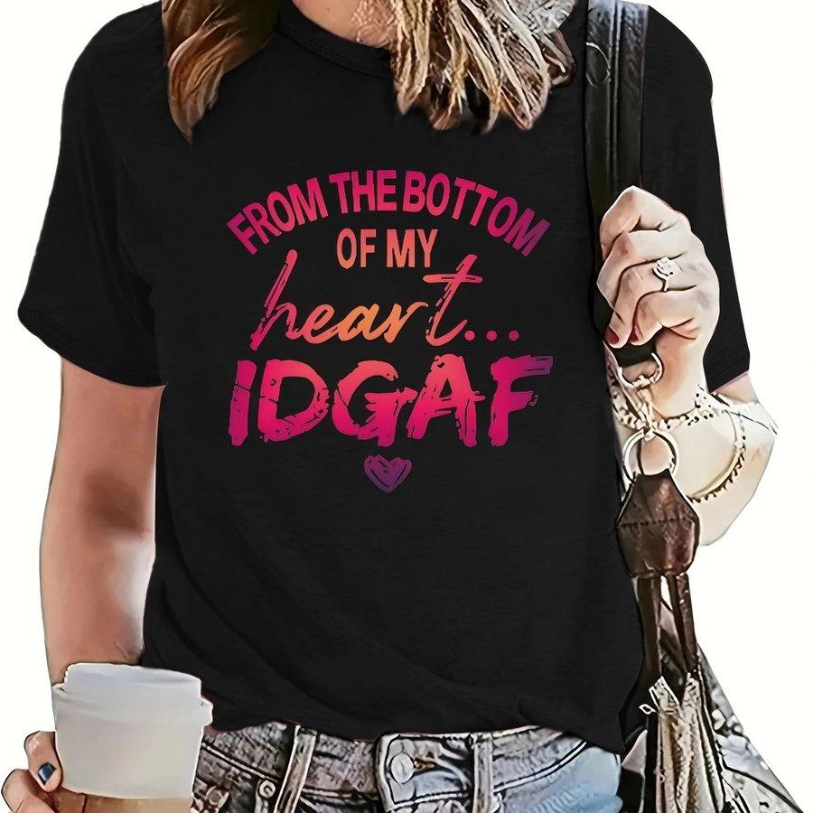 Women's Autumn and Winter Short-Sleeved Sportswear with Letter Graphic Printing, Comfortable Round Neck Loose Sweatshirt Pullover