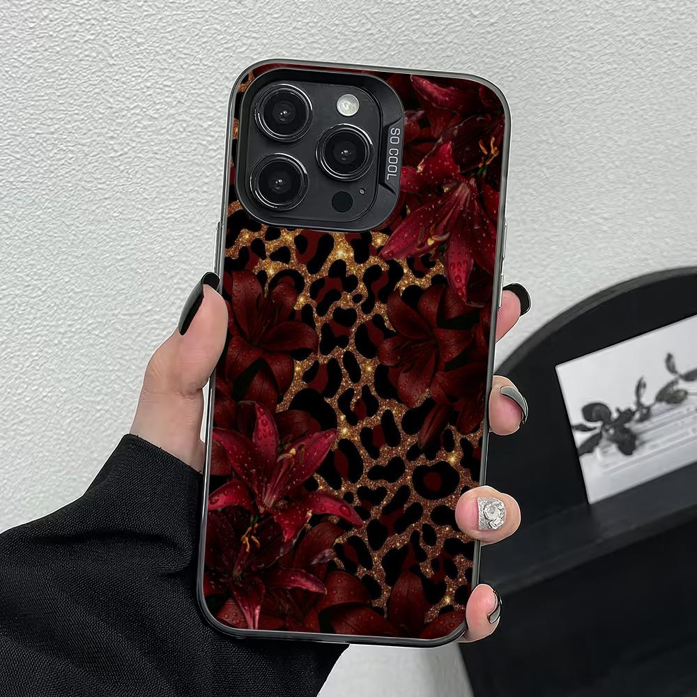 Retro leopard print floral pattern phone case suitable for iPhone 17 16 15 14 13 12 11 Pro/Max/Plus anti drop and shockproof