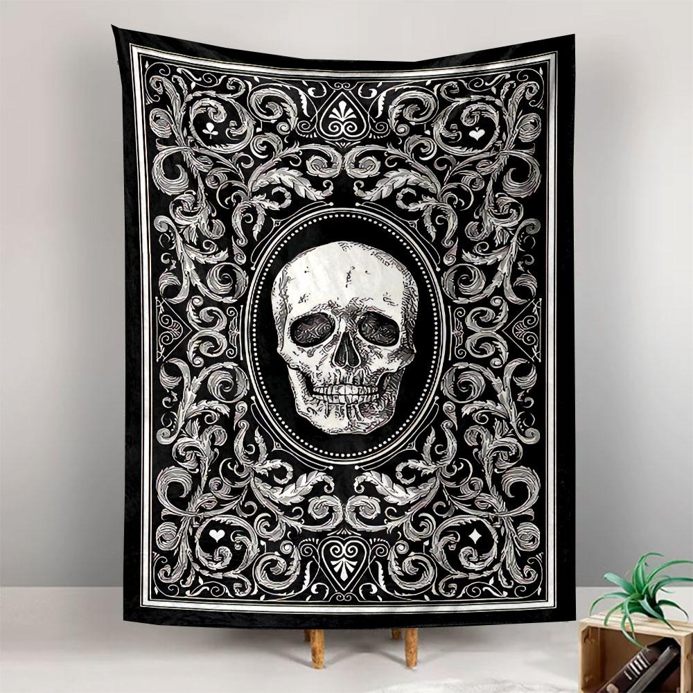 Dark Skull Print Tapestry Wall Hanging, Gothic Decoration, Wall Decor for Bedroom Living Room Dorm