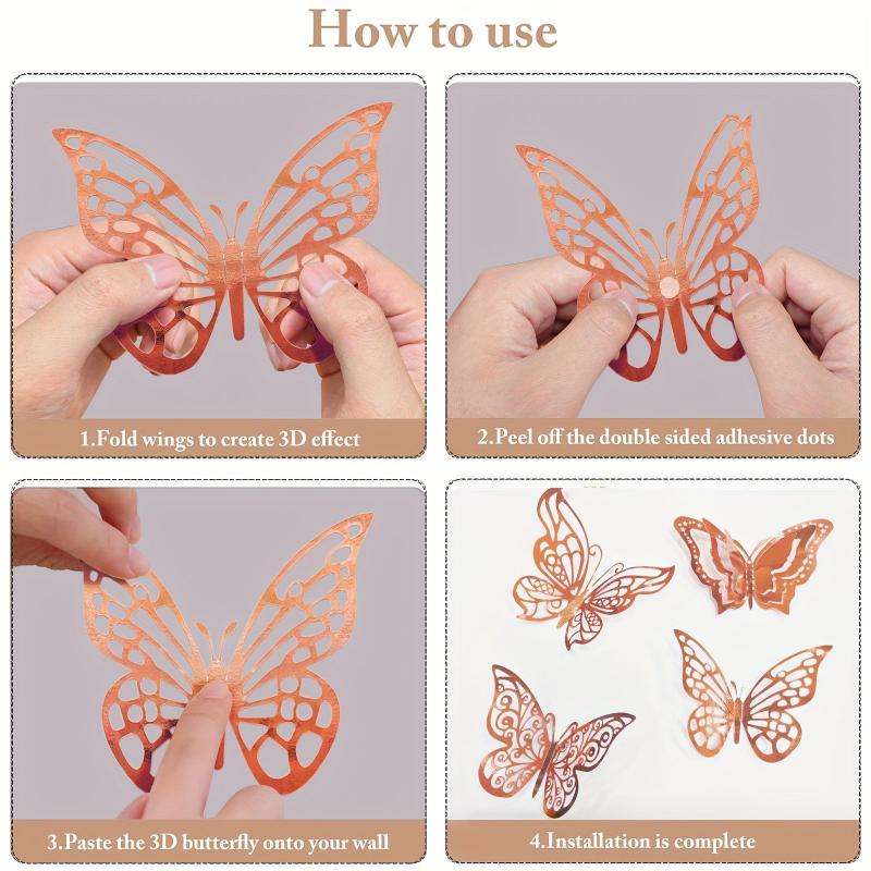 48Pcs/4Set 3D Butterfly Wall Decor 4 Styles 3 Sizes,Butterfly Decorations For Butterfly Birthday Party Cake Room Decorations