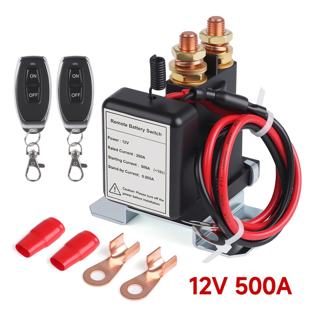 500Amp 12V DC Anti Theft Remote Kill Switch With 2 Keys for Car RV Truck Prevent Battery Drain Remote Battery Disconnect Switch