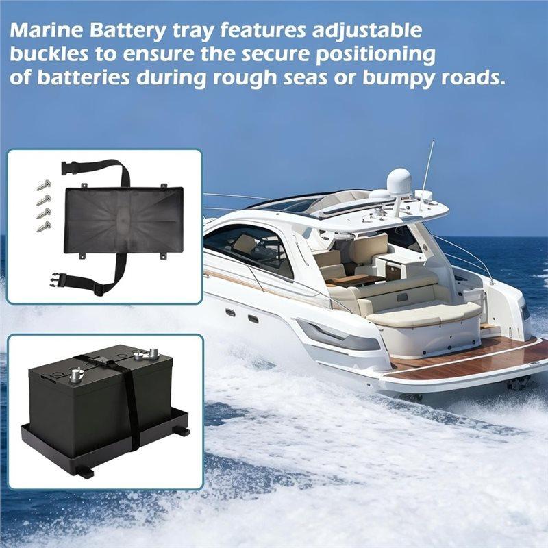 WF-For Boat Compatible Group 27 Battery Tray, For Automotive, Marine, Rv, Series With Strap Battery Mounting System