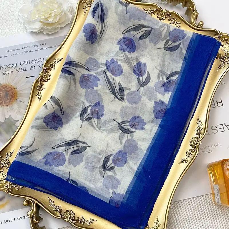 Silk Scarf Women's Summer New Georgette Sunscreen Fashionable High-end Foreign Style Versatile Travel Thin Mother