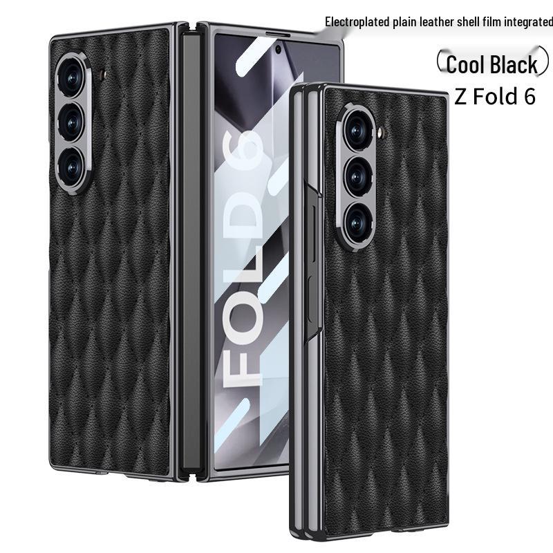 Samsung Z Fold 6 Case - Diamond Lattice, Electroplated Leather, Fragrance-Inspired Design