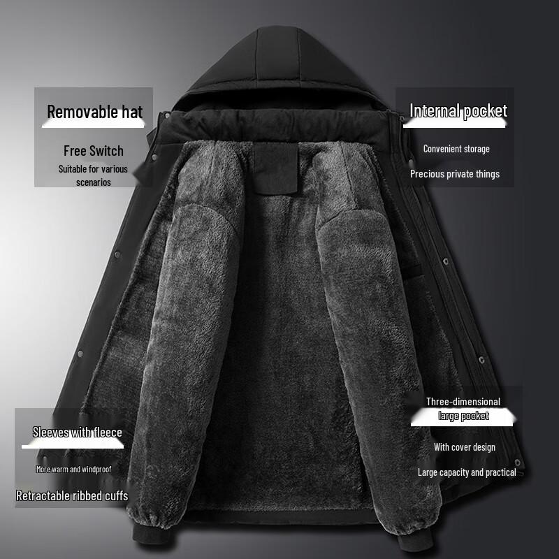 ROMON Men's Loose Hooded Padded Winter Jacket