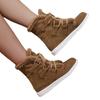 2025 Winter New Lace-up Warm Cotton Shoes Women's Flat Fleece Thickened Plus Size Snow Boots