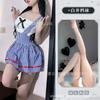 Small fresh blue and white plaid maid sweet lace tube top strap plaid sexy 0