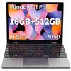 Zwide Laptop inch N150 Windows 11PRO Japonská klávesnice 16GB SSD Dotykový displej 360° rotace 2v1 Tablet NA105H 10.51 LPDDR5+512G 19201280