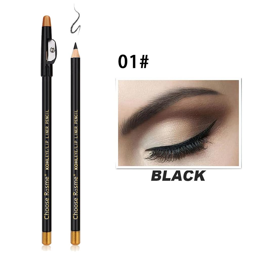 12pcs Eyebrow Pencil Eyeliner lip pencil Natural makeup Long-lasting Black dark coffee light coffee with pencil sharpener