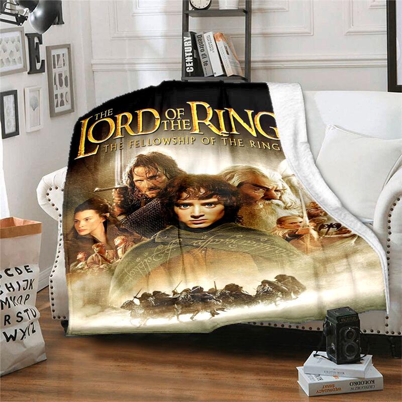 1ks Deka s motivem Pán prstenů (kreslená), Přenosná deka na cesty a kempování, Celoroční útulná deka, Ideální dárek