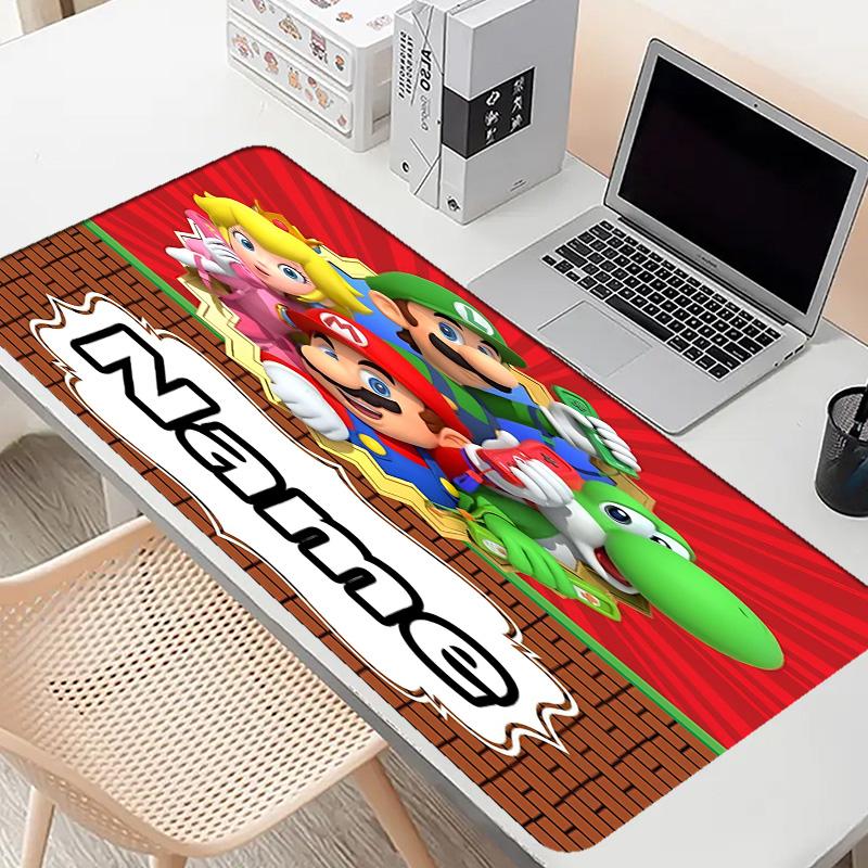 Custom Name Personalized Super Mario Pattern Mousepad, Laptop PC Desk Mat, Decorative Desk Mat for Home Keyboard Pad Gift