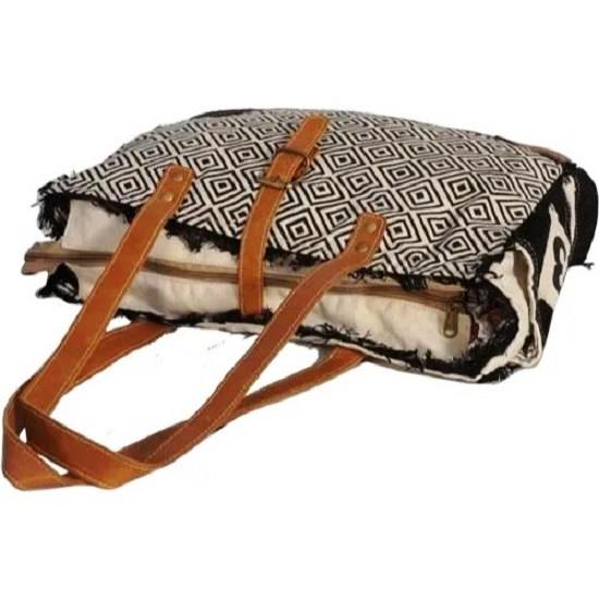 SEL de MER Upcycled plátěná a kožená taška přes rameno Tote Crossbody kabelka z kůže