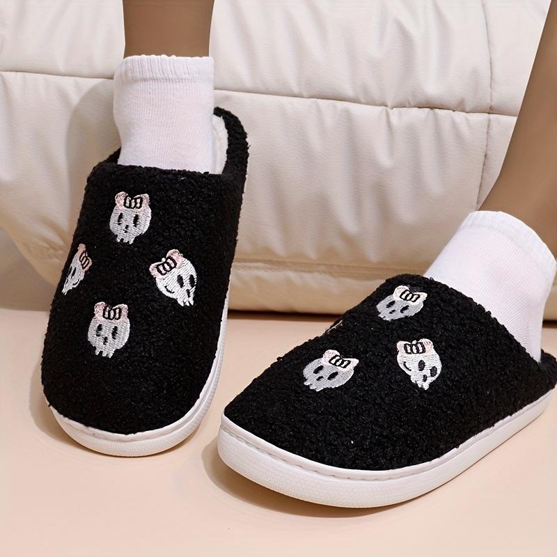 

Slippers cotton slippers women winter christmas halloween cotton mop indoor home plush warm cotton slippers 44-45 (fits 42, 43 feet)
