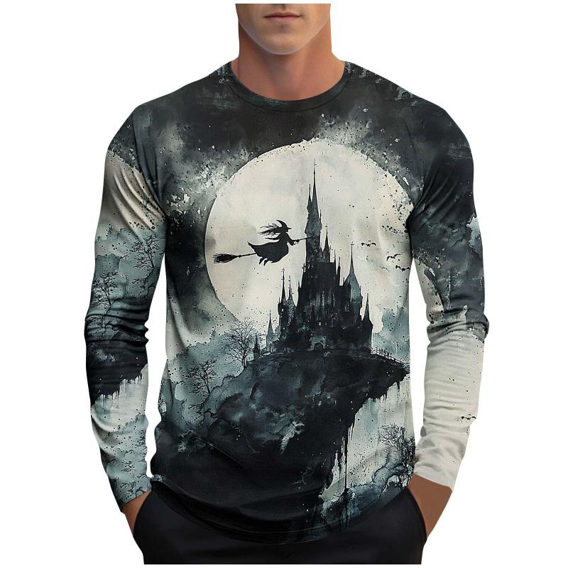 

Осень 2025 Новая Повседневная Мода Мужской Топ с Круглым Вырезом Принт 3D Волшебник и Тыква Стильная Крутая Футболка Одежда Y2K XL