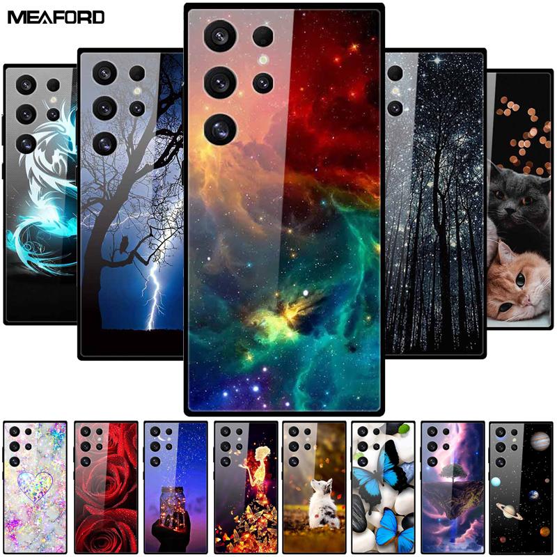 Tempered Glass Case For Samsung S25 Ultra Case Fashion Protect Hard Back Cover for Samusng S24 5G Cover Shockproof Coque S24Plus