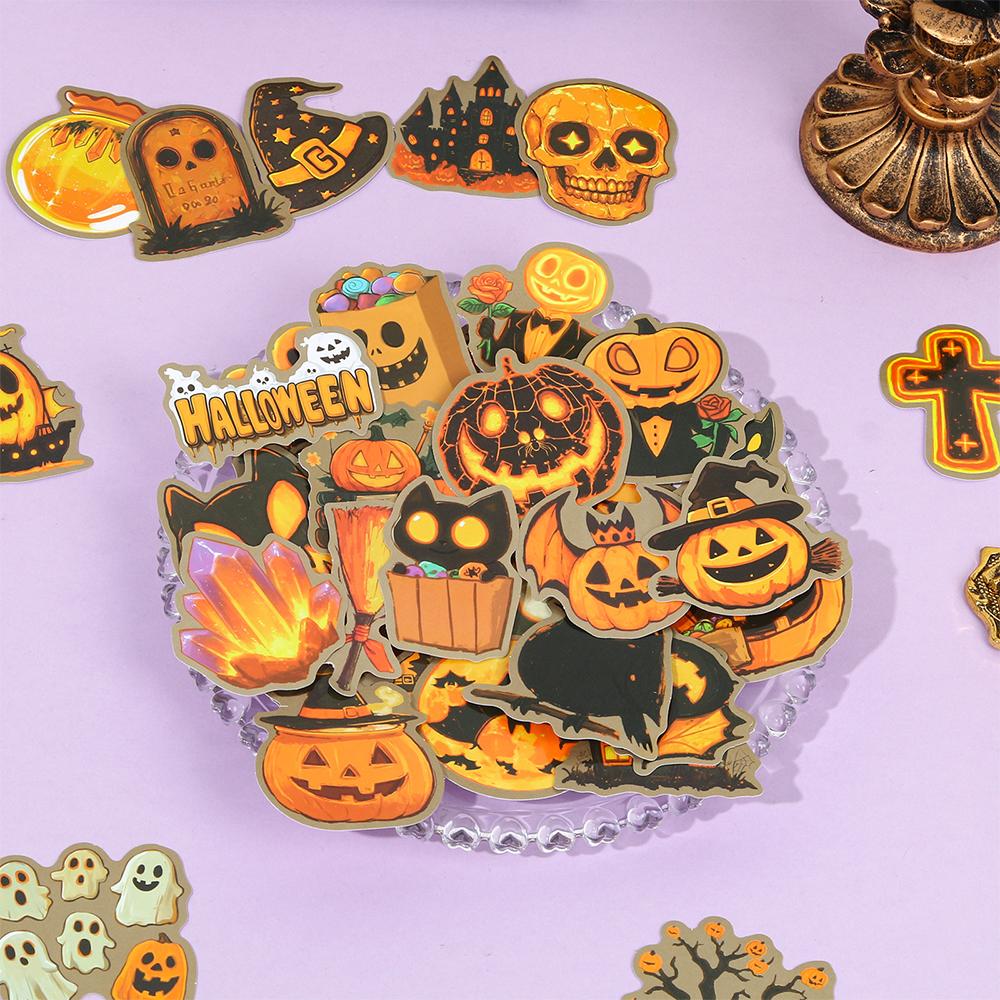 10/30/50/100/200pcs Funny Halloween Stickers for Kids Cute Bat Pumpkin Cartoon Sticker DIY Water Bottle Luggage Phone Decals Toy