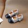 2024 Girls Mary Janes for Party Wedding Shows PU Non-slip Children Fashion Color Matching Elegant Low Heels Kids Shallow Loafer