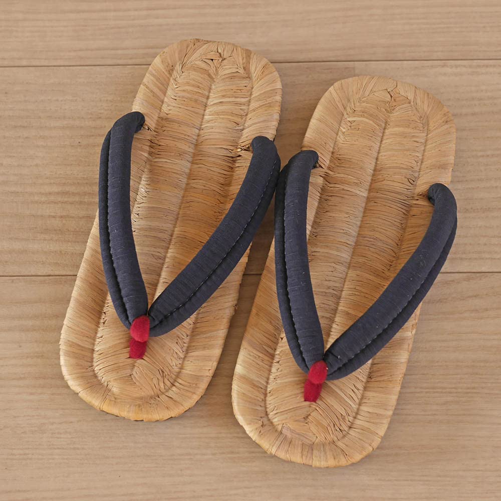 Medium Bamboo Bark Made in Handwoven in Yamagata Naturally Recommended for Barefoot Natural Indoor Use Perfect Fit [AI] [hanao Navy] Slippers, Japan,