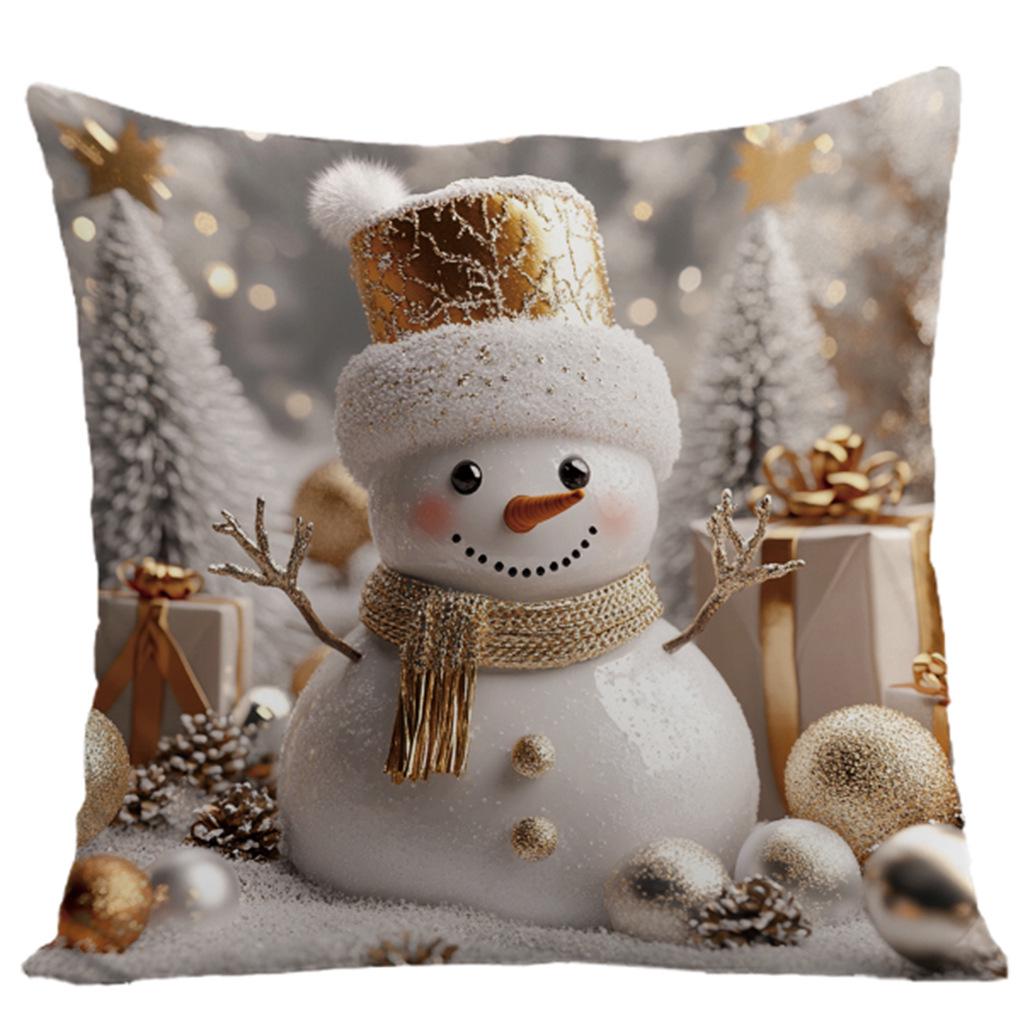 

Рождественская наволочка - Золотой снеговик, гном, принт с оленями, подушка-подушка 45*45cm (Without Pillow Insert)