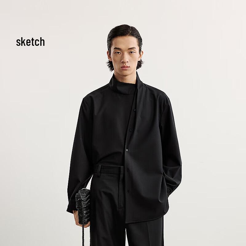 Men's 2025 Spring Loose Irregular Collar Long Sleeve Shirt