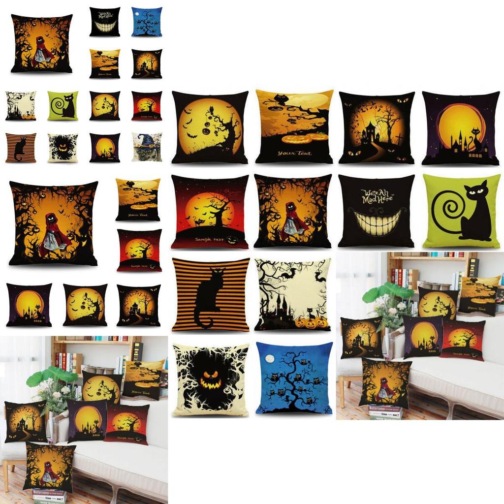 Stylish Invisible Zipper Halloween Cushion Cover For Sofa And Bed