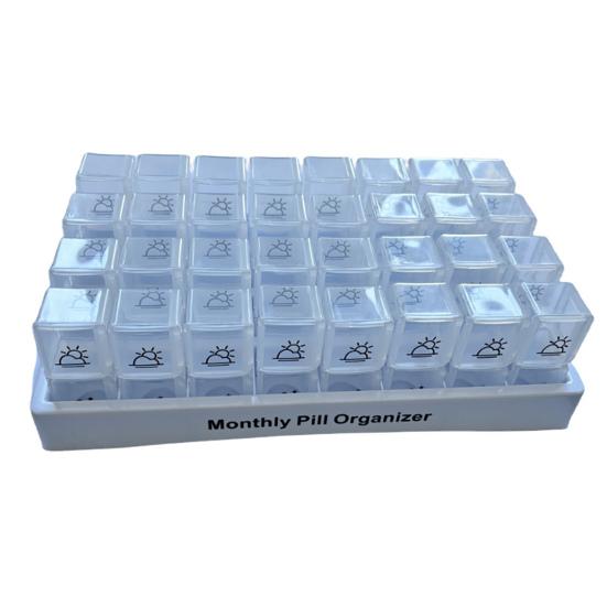 Monthly Pill Organizer 2 Times A Day Pill Box 31 Day One Month Travel Pill Container 32 Compartments AM PM Pill Case for Medication Supplements