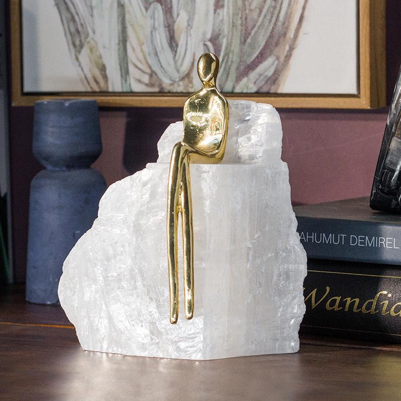 Minimalist Copper Abstract Figure Transparent Plaster Desktop Ornament for Living Room Decor