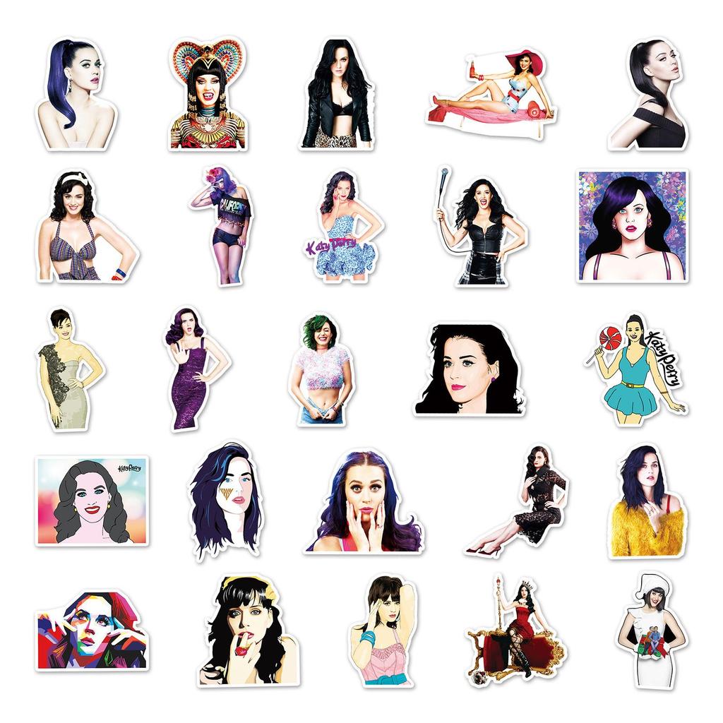Katy Perry Celebrity Stickers - 50 Sheets: Waterproof Journal, Car & Motorcycle Decoration