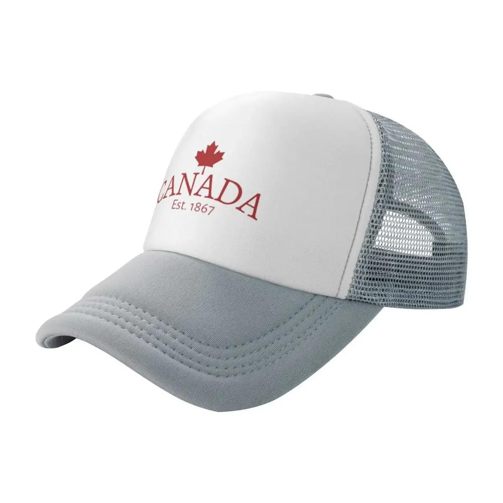 Red Canada Est. 1867 Small Maple Leaf Travel Mesh Baseball Caps Women Men Camping Female Beach Bucket Hat Trucker Cap