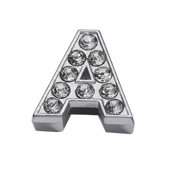 Rhinestone Letter Beads Alloy A To Z Charms Slide Letter Charms Small Spacer Beads for DIY Jewelry Making Keychain Cell Phone Chain Bracelet Craft