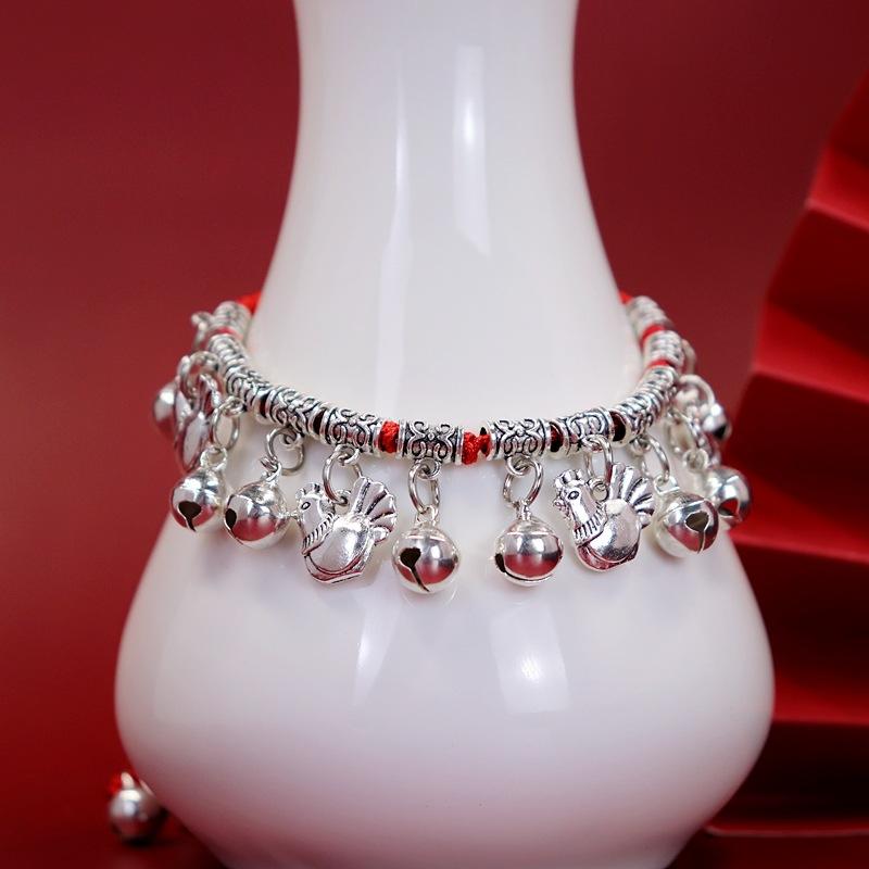 Twelve Zodiac Red String Bracelet with Bell Weaving Hand Chain for Both Men and Women Retro Hand Chain