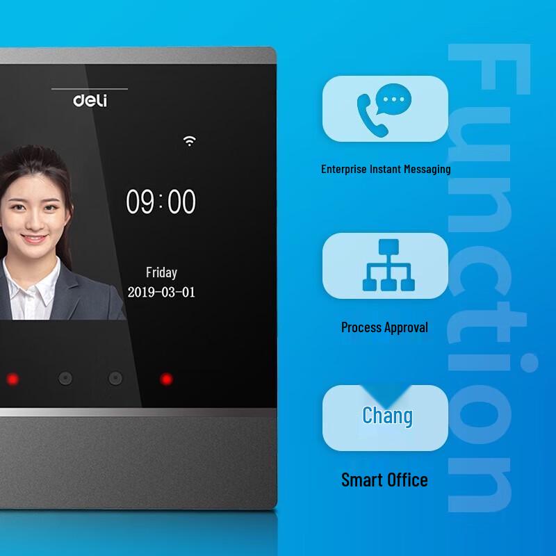 Deli Smart Face Recognition Cloud Attendance Machine CN Plug (adapter Included)