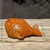Lucky Charm Wood Carving Ornament Mini Tea Pet Cute Koi Fish Ornament  Tabletop Display