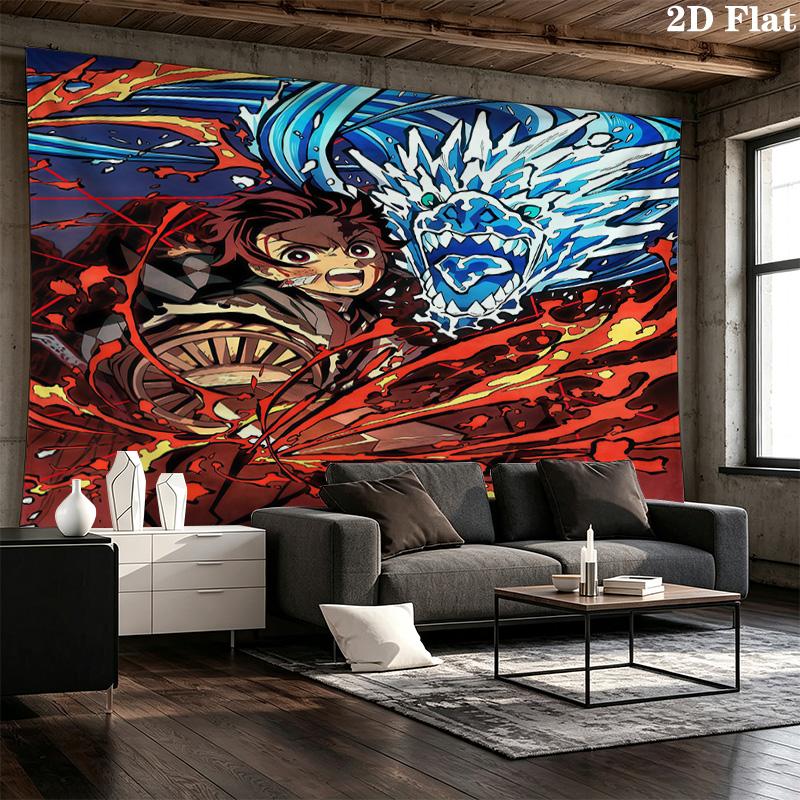 Demon Slayer Wall Tapestry Aesthetic Wall Hanging Printed Fabric Blanket Decorative Tapestries For Bedroom Living Room Home Decor