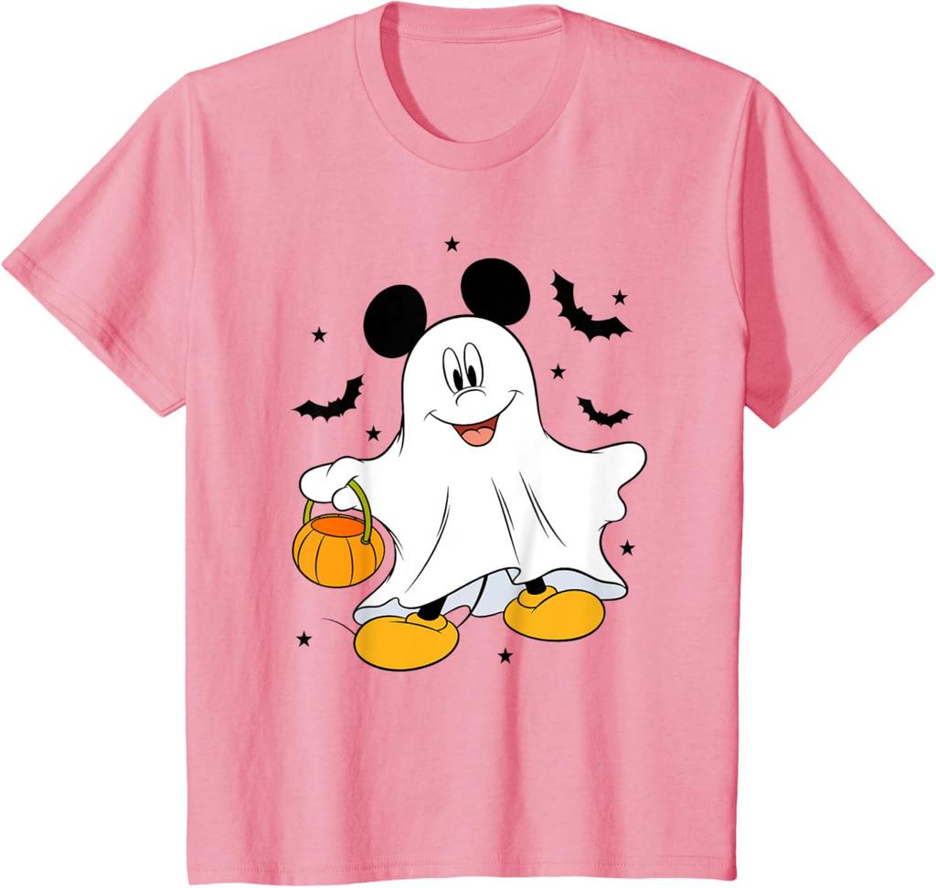 New Disney Mickey and Friends Halloween Ghost Mickey Mouse Fashion Casual T-Shirt S-4XL Four Seasons