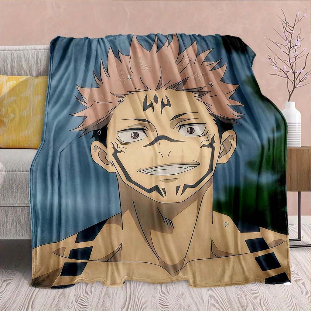 Jujutsu Kaisen Flannel Plush Blanket Warm Soft Throw Lightweight Cozy Couch Bed Home Decor 