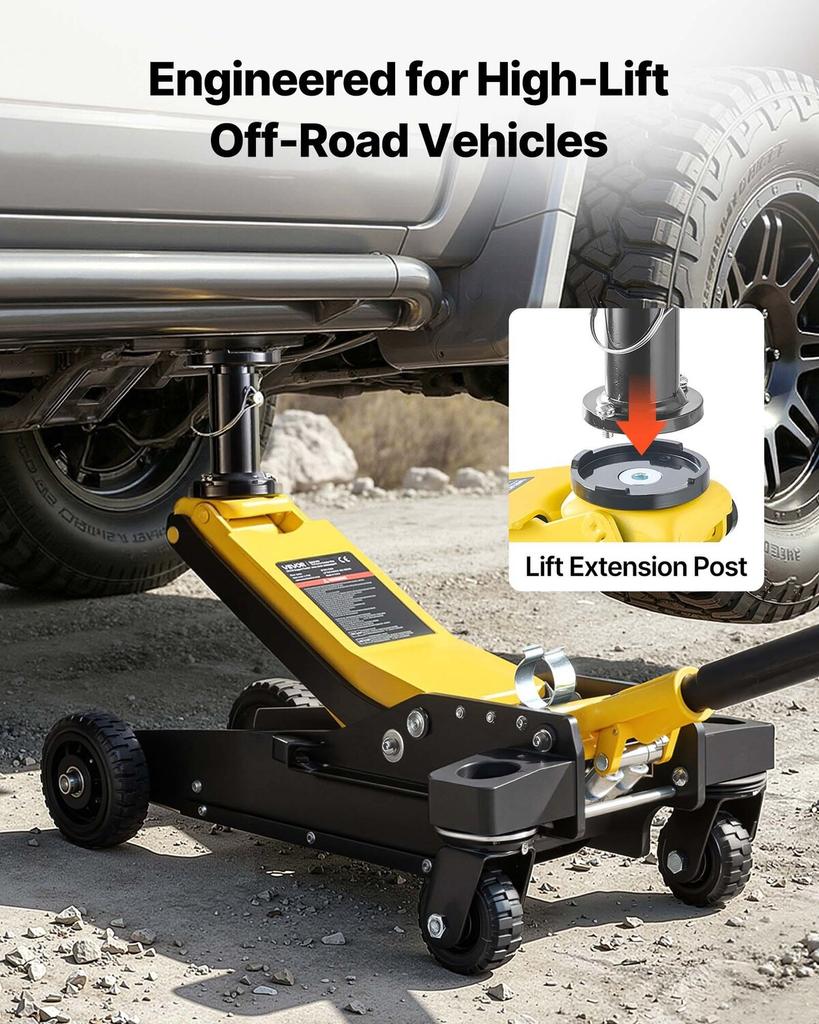 Floor Jack, 3 Ton Capacity, Aluminum & Steel Racing Floor Jack with Dual Pistons Quick Lift Pump & Extension Post, Hydraulic Trolley Car Lift for