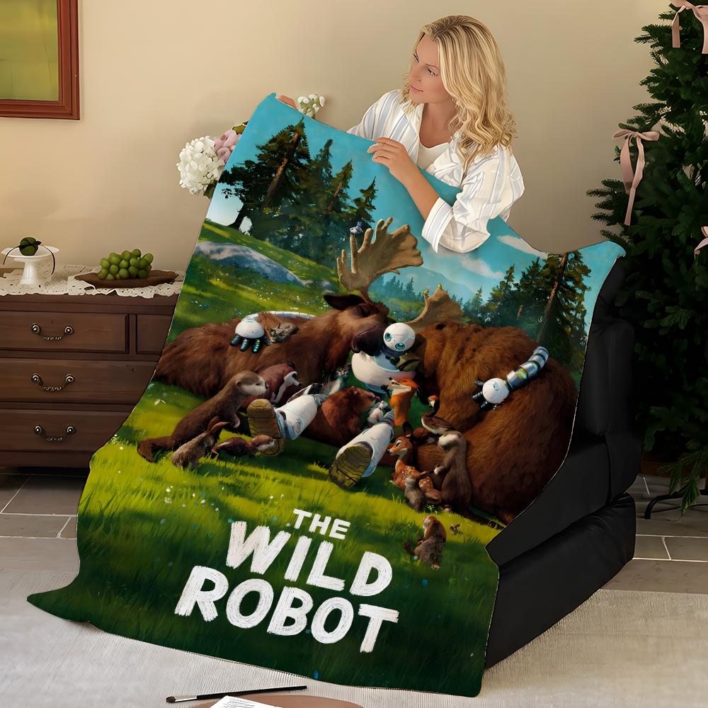Movie T-The W-Wild R-Robot Throw Flannel Blanket, Soft Warm, Durable & Washable cute Cool