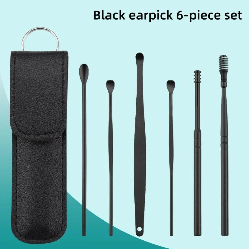 Wholesale Ear Cleaning Tool Stainless Steel Ear Pick Kit &1Pc Storage Bag Earwax Remover Tool