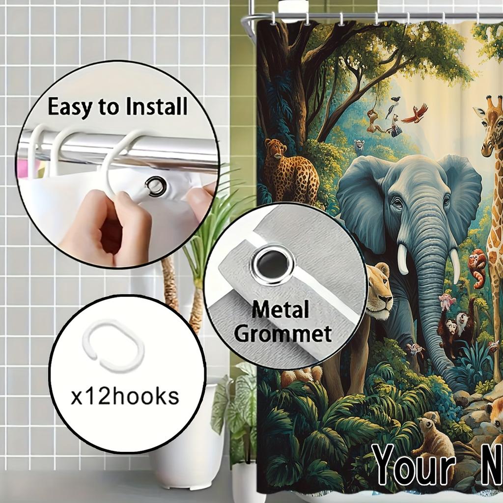Jungle Adventure Shower Curtain - Water-Resistant Fabric for Bathroom - Perfect for Nature and Wildlife Enthusiasts