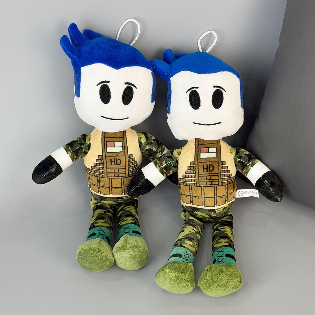 TreasuringU New Game Plush Toys Cartoon Green Boy Stuffed Doll Blue Hair Camouflage Boy Plushie Birthday Gifts