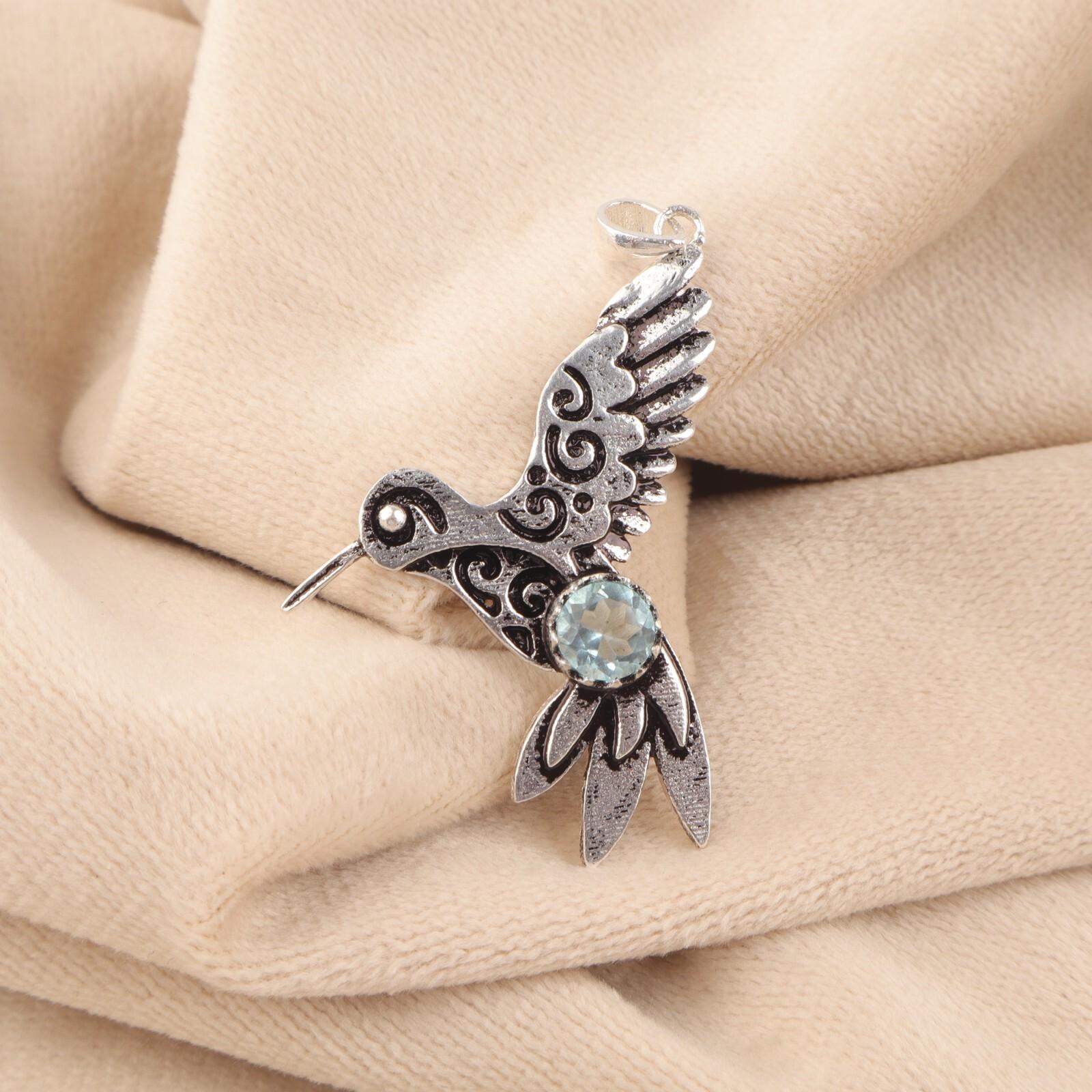 

Натуральный камень Голубой Топаз 925 Стерлинговое Серебро Ювелирные Изделия Элегантная Подвеска 1.8 CP-20-9