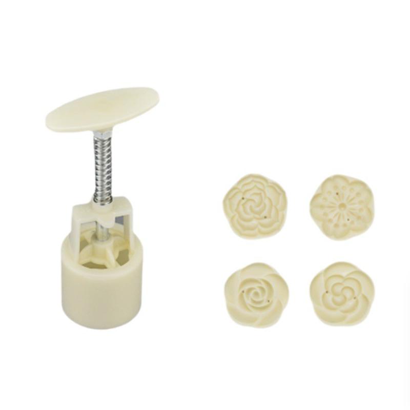 Mooncake Mold Plastic Hand-Pressure Cookie Stamps Flower Cherry Lion Pattern Plungers Pastry Decoration Tool Mid-Autumn Festival