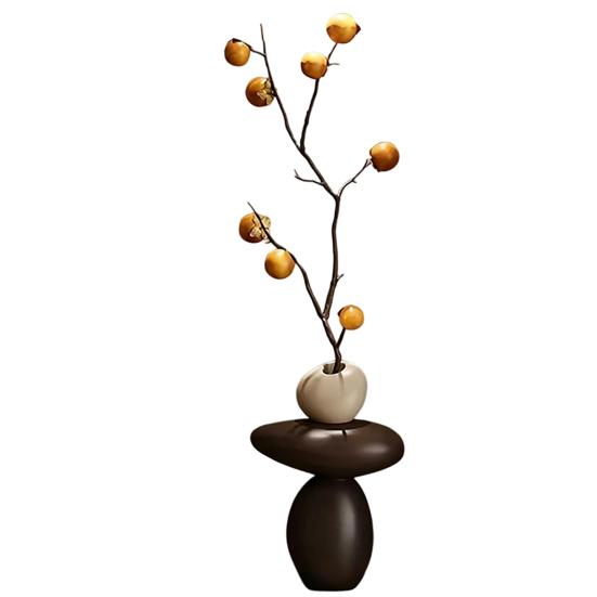 Stacked Rocks Shaped Branch Resin Vase Boho Vase with Artificial Small Decorative Modern B чёрный