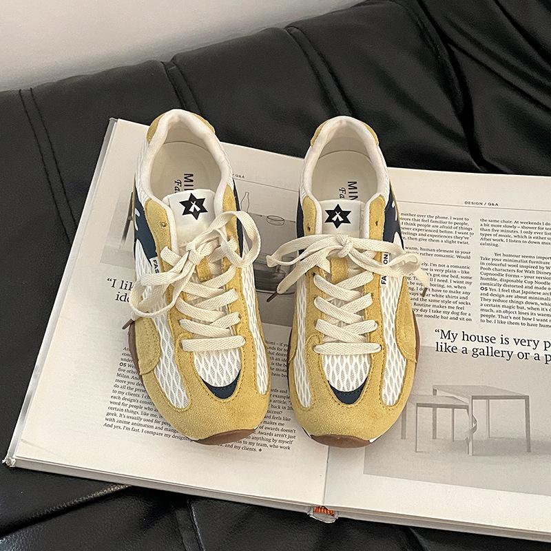 Retro color matching fishing net breathable women's summer fashion casual mesh soft sole sports shoes trend