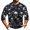 Men's Casual 3/4 Sleeve Round Neck T-Shirt with Halloween Print