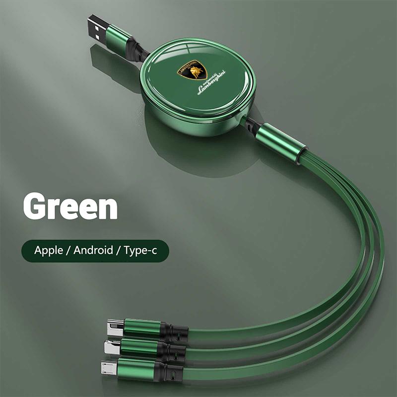 3-in-1 Interface Car Charger Data Cable Safe Fast Charging For Lamborghini Urus Huracan Aventador Premium Auto Accessories
