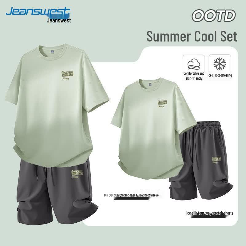 Jeanswest Men s Ice Silk Short Sleeve & Shorts Set M