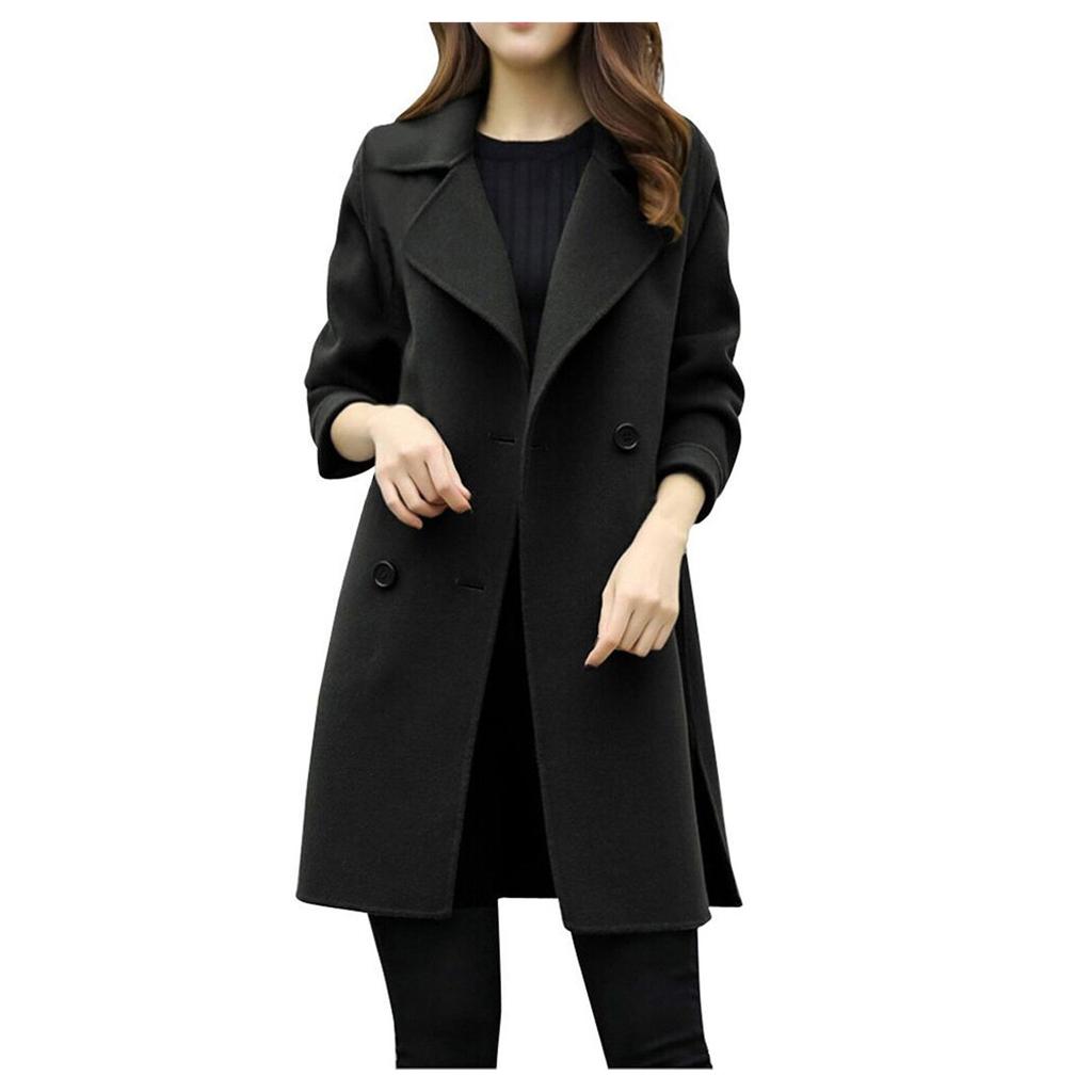 Women'S Autumn and Winter Casual Jacket Cardigan Elegant Slim-Fitting Coat Solid Color Slim-Fitting Woolen Coat